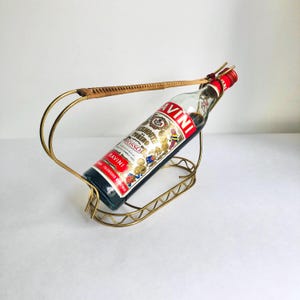 Vintage Flaschenhalter, Weinflaschenhalter, Messing Flaschengondel, 60er Jahre Barzubehör