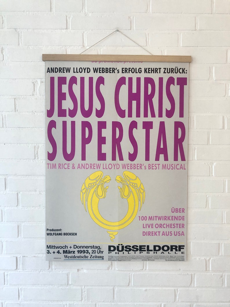 Cartel original "Jesucristo Superstar", Andrew Lloyd Webber, cartel musical vintage, cartel de concierto imagen 1