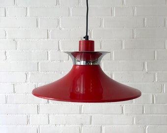 Scandinavian hanging lamp, ceiling lamp Denmark, Louis Poulsen Arne Jacobsen style, pendant lamp red metal