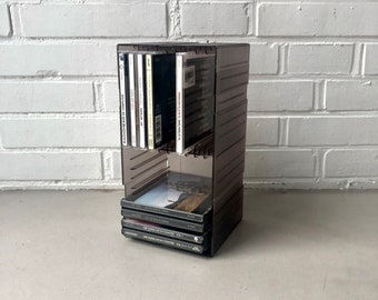Vintage CD shelf "Deja", CD stand, plastic 80s, brown, box Plexi, record shelf, portrait/landscape, double CDs