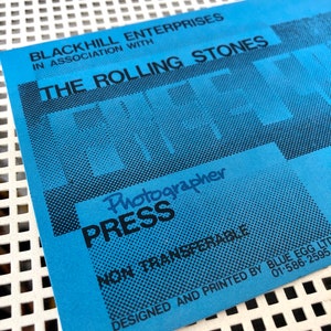 Vintage THE ROLLING STONES Presseausweis Hyde Park London 1969 Replik photographers backstage pass