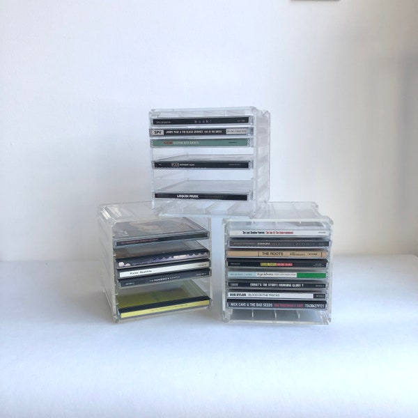 Acrylic CD shelf, CD stand midcentury, Plexi 80s, Box Plexiglas, Record shelf, Vintage record stand