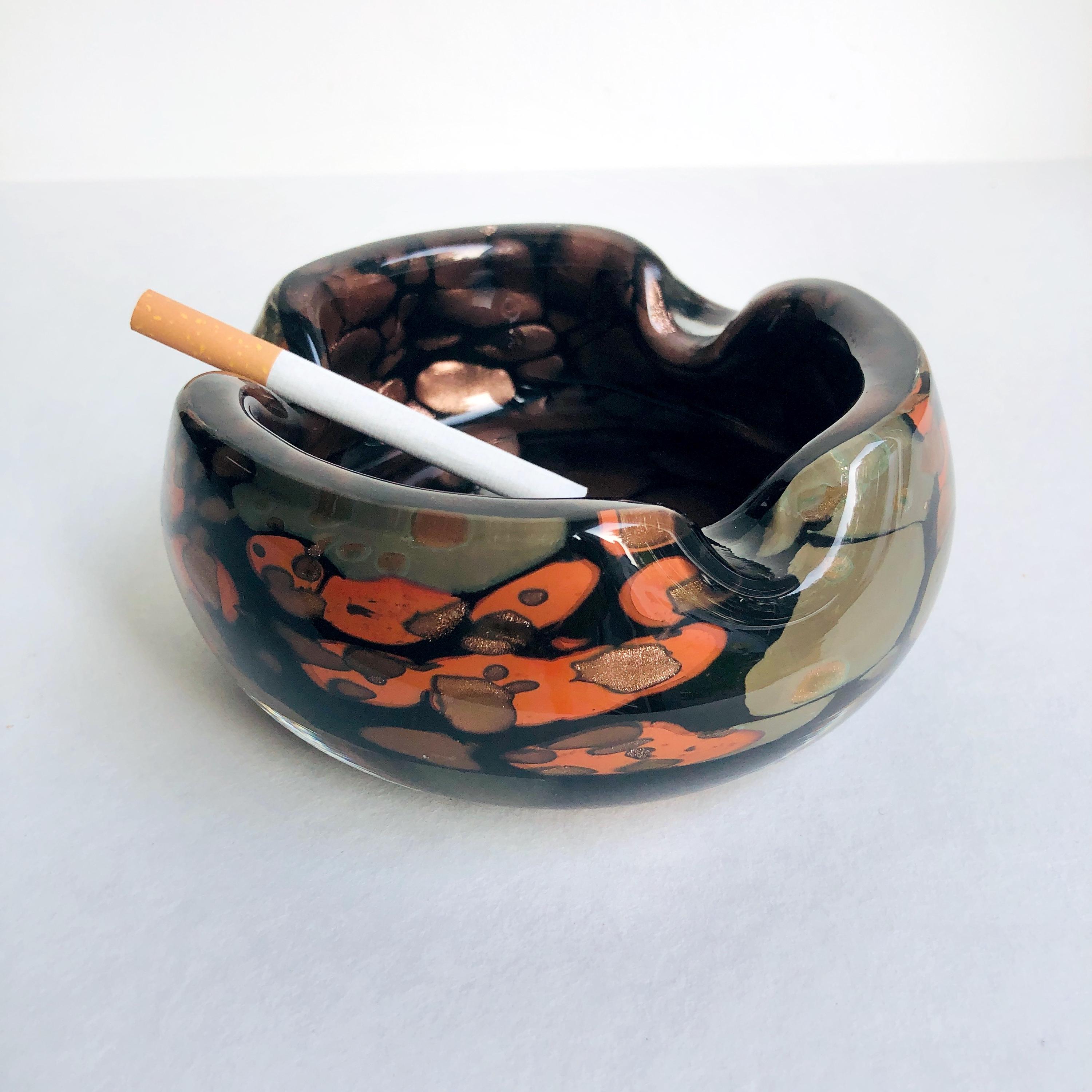 ヴィンテージ灰皿 ムラーノスタイル、ガラス灰皿 60年代、ボウル