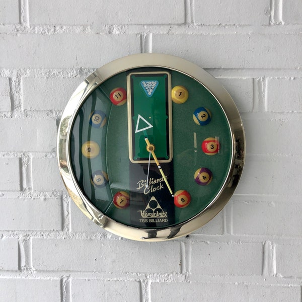 Vintage Billiard Wanduhr, "Hänsinburg Billiards Clock", 80er Jahre