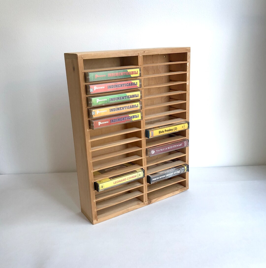 Vintage Cassette Rack, Wood, MC Rack, Cassettes, Cassette Stand, Tape ...