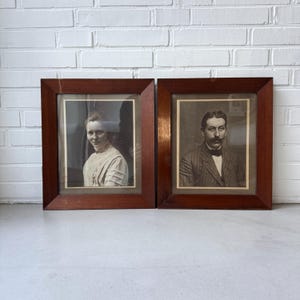 Vintage portrait of a man and woman, Hamburg 1920s, antique portraits, black and white art