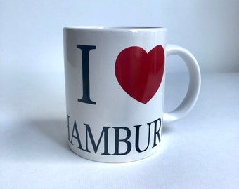 Vintage "I Love Hamburg" Kaffeebecher, Becher, Tasse, Erinnerungsstück, Trinkbecher