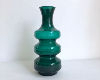Space Age Vase, vintage glass vase green, glass vase, midcentury flower vase