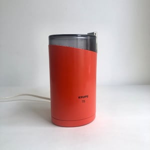 Vintage coffee grinder &quot;Krups 75, electric coffee machine, 70s orange