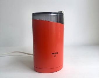 Vintage coffee grinder "Krups 75, electric coffee machine, 70s orange