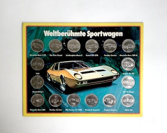 Coin collection "World famous sports cars", Shell 70s, collector coins, Lamborghini Miura