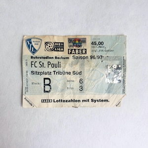 Vintage Eintrittskarte VfL Bochum vs. FC St. Pauli, Ticket Bundesliga Saison 1996/97