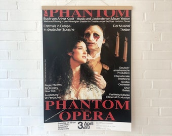 Cartel original "El Fantasma de la Ópera", Düsseldorf 1993, cartel musical vintage