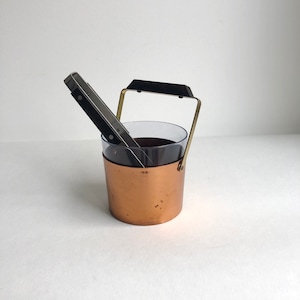 Vintage ice cube tray with tongs, copper, 60s bar accessories, ice cube bucket seventies, ice bucket, ice bucket