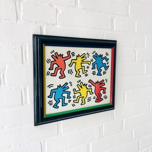 Vintage Keith Haring art print "Dancing Dogs", framed image 3