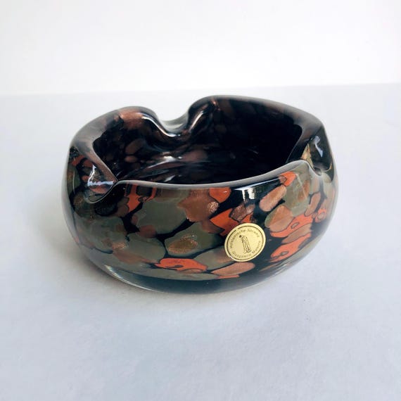 ヴィンテージ灰皿 ムラーノスタイル、ガラス灰皿 60年代、ボウル