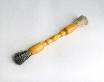 Vintage scheerkwast, dubbelzijdig, jaren 60/70, dassenhaar, pure borstelharen