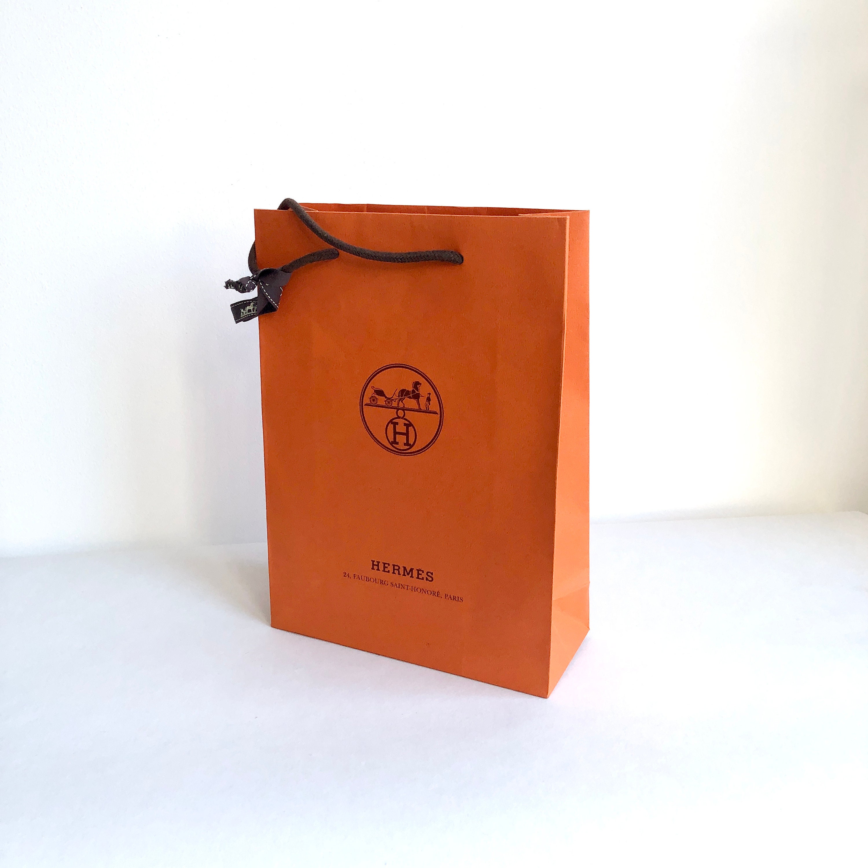 Hermes Empty Orange Shopping Gift Paper Bag Tote Authentic NEW 8×11.25×3.25