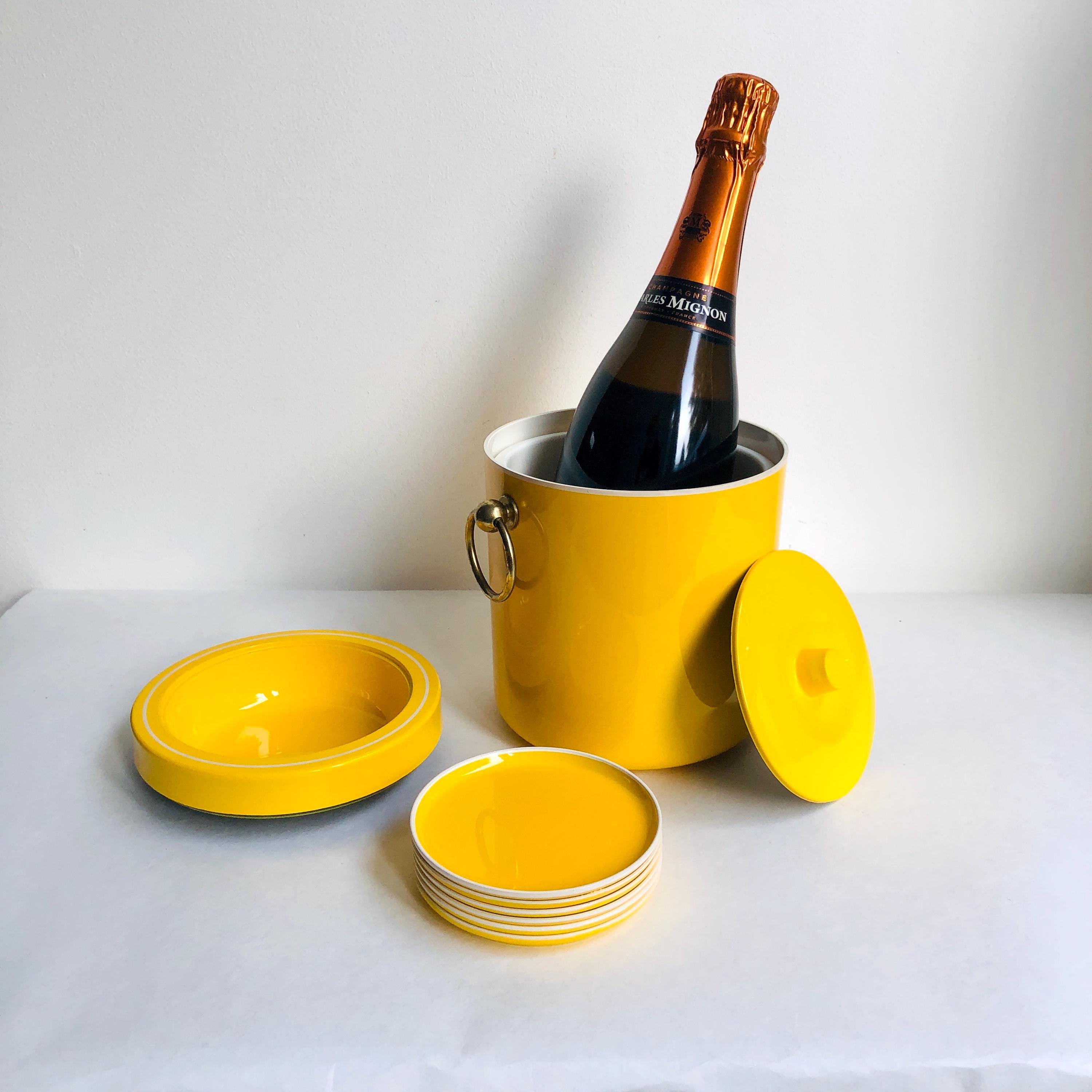 Vintage 70s Champagne Cooler, Tilia Mid-century, Ice Cube Bucket Yellow ...