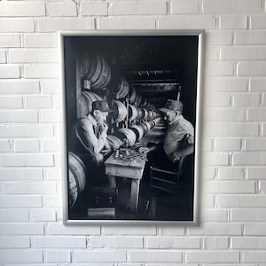 Cartel original de "Jack Daniels", motivo: ajedrez, cartel publicitario de whisky, Tennessee.
