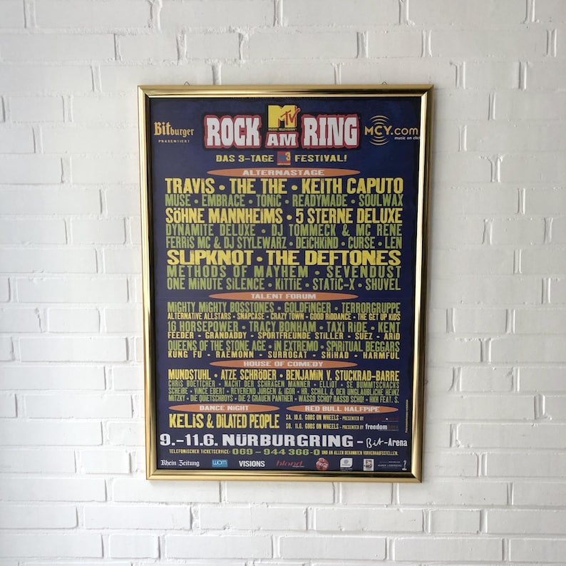 Travis Lettering Color:blue Original ROCK AM RING 2000 Festival Poster, Poster Rar Slipknot, Travis ...