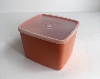 Vintage Tupperware (c) Can, orange, 70s, 312-41, lunch box, food box