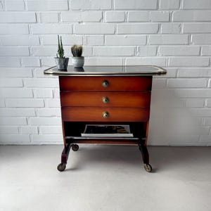 50s chest of drawers, rockabilly side table, magazine table, drawer table, sewing cabinet