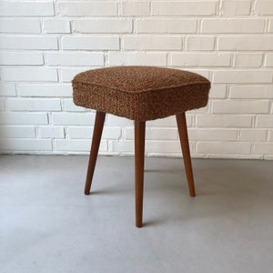 Vintage wooden stool, country house shabby chic stool, mid-century stool, brown stool