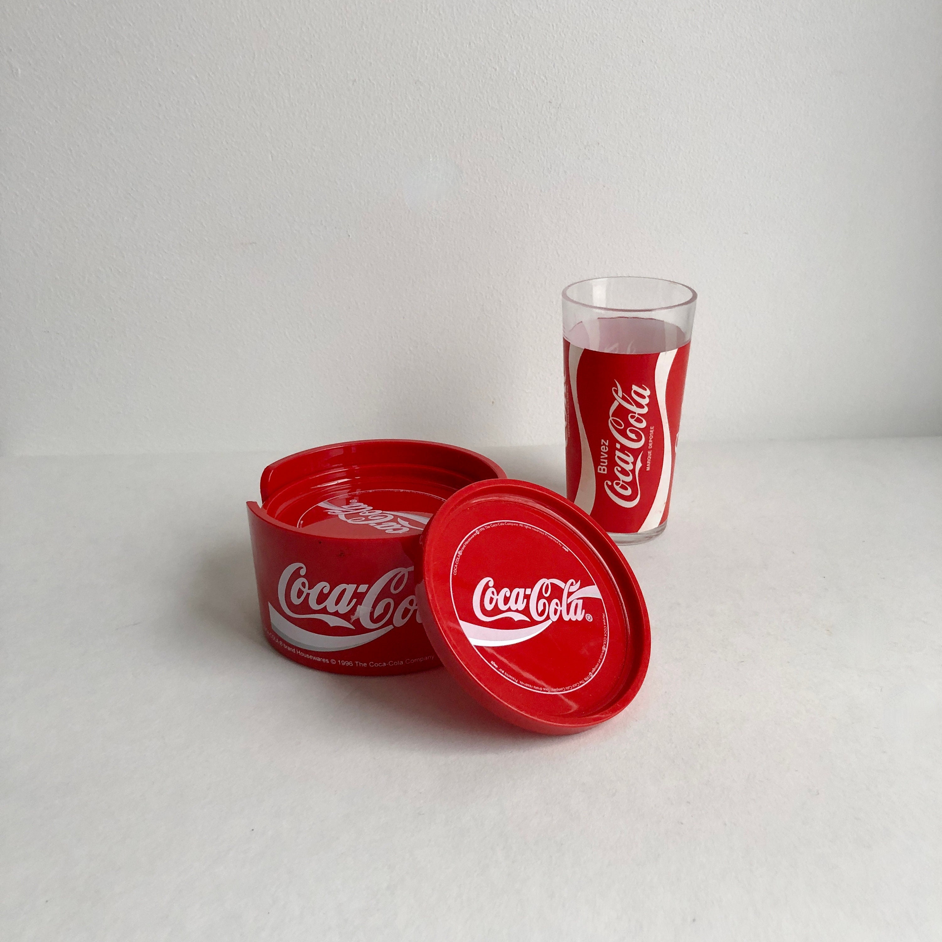 Coca Cola Glass Collectors Set with Vintage Glasses, Coasters, and