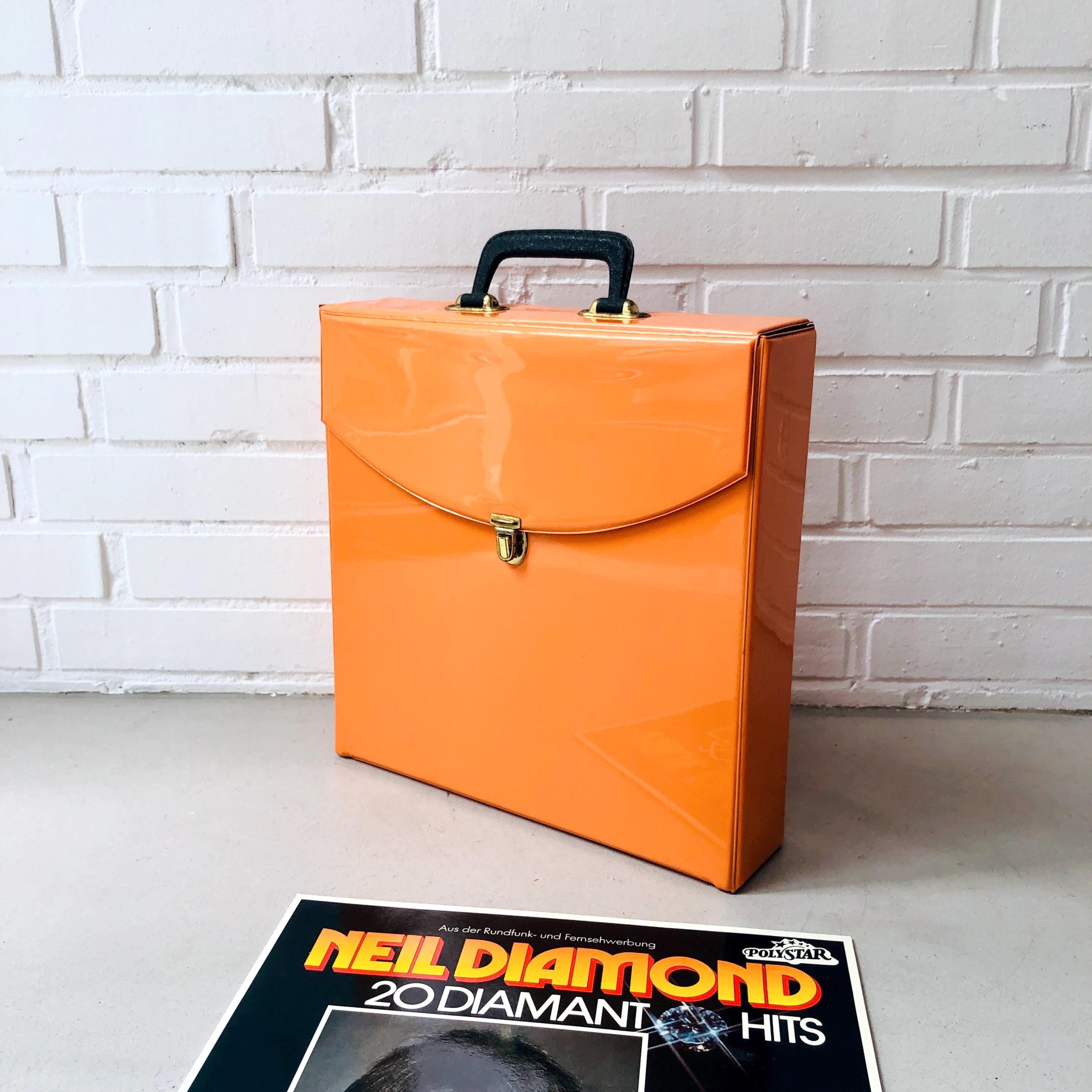 Vintage Record Case, LP Case, Orange Case, Space Age Record Stand