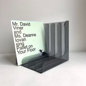 Vintage 7&quot; Single Record Stand, Grey, Blue, Angle, Vintage Record Shelf, 45rpm, Vinyl Space Age, Record Stand 70s