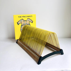 Vintage &quot;Plattofix&quot; record stand, single stand yellow, record shelf vinyl singles shelf, record stand 60s