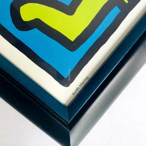 Vintage Keith Haring art print "Dancing Dogs", framed image 7