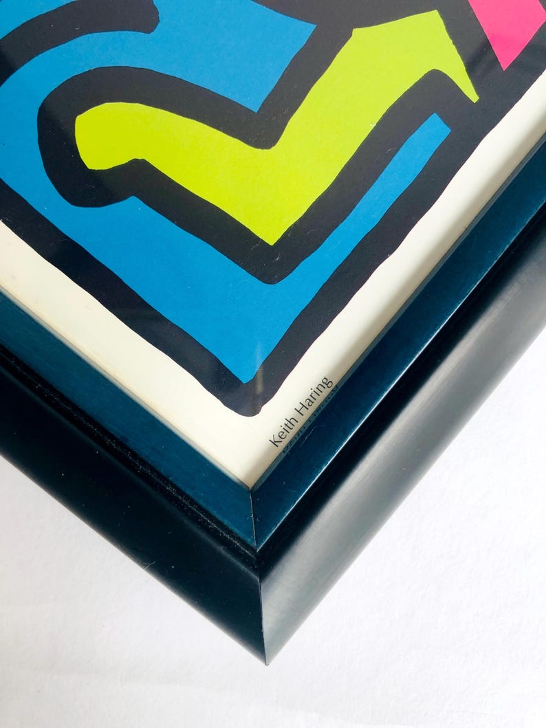 Vintage Keith Haring art print "Dancing Dogs", framed image 7