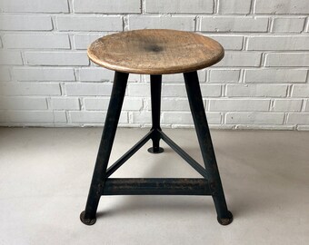 Vintage workshop stool, industrial stool mid-century, 50s stool