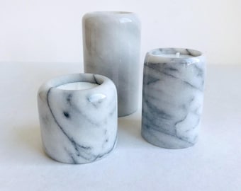 Vintage Candle Holder Marble, Tealight Holder, Candlestick Set of Three, Candlestick