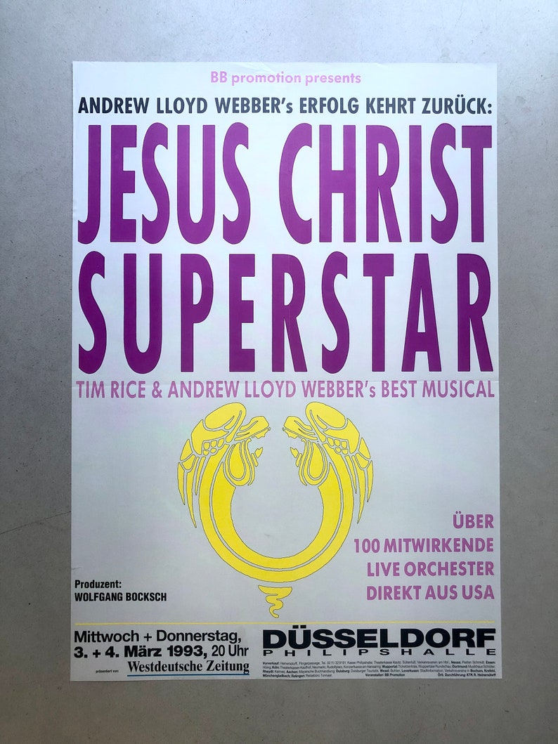 Cartel original "Jesucristo Superstar", Andrew Lloyd Webber, cartel musical vintage, cartel de concierto imagen 6