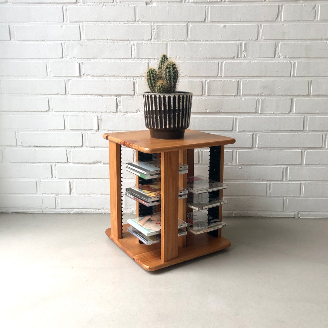 Vintage CD Shelf Wood Rotating CD Stand CD 80s Etsy