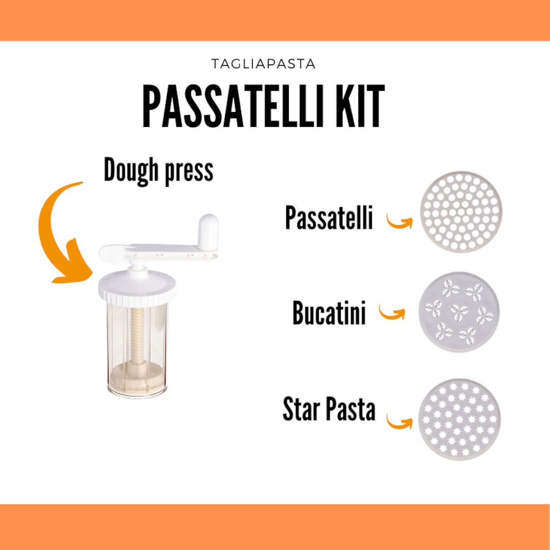 DOUGH PRESS PASTA Extruder 5 Brass-dies Tagliolini, Passatelli