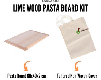 Lindenholz Pastabrett 60x40x2 cm + passgenaue Vliesstoffabdeckung, für handgemachte Pasta | Hergestellt in Italien