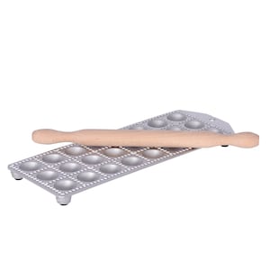 RAVIOLI MOLD, Ravioli MAKER, Italian Aluminum Ravioliera for Making 24 Square Ravioli of 40x40 mm with Round Filling Pocket | Made in Italy