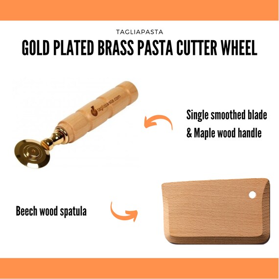 Brass Pasta Cutter Wheel, Gold Plated, Single Smoothed Blade, Maple Wood  Handle With Ø38mm for Handmade Pasta & Ravioli Wood Spatula 