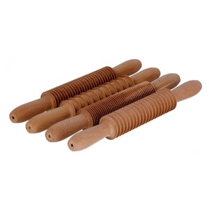Kit of 4 cutter rolling pins in beech wood, perfect to cut handmade pasta - tagliatelle, pappardelle, tagliolini and spaghetti