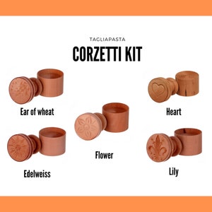 SET of 5 Liguria Corzetti Stamps perfect to prepare different kind of Corzetti pasta, 5 Pear wood stamps with 5 Handles | Made in Italy