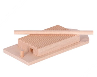 Tábua de madeira com base para abrir massa de nhoque e garganelli | Utensílio para massa artesanal | Feito na Itália