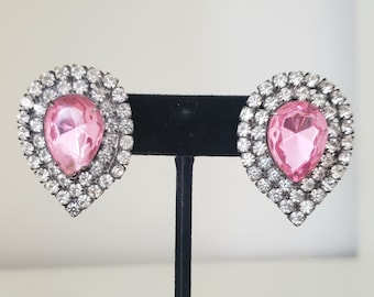 Pink and Clear Crystal Earrings
