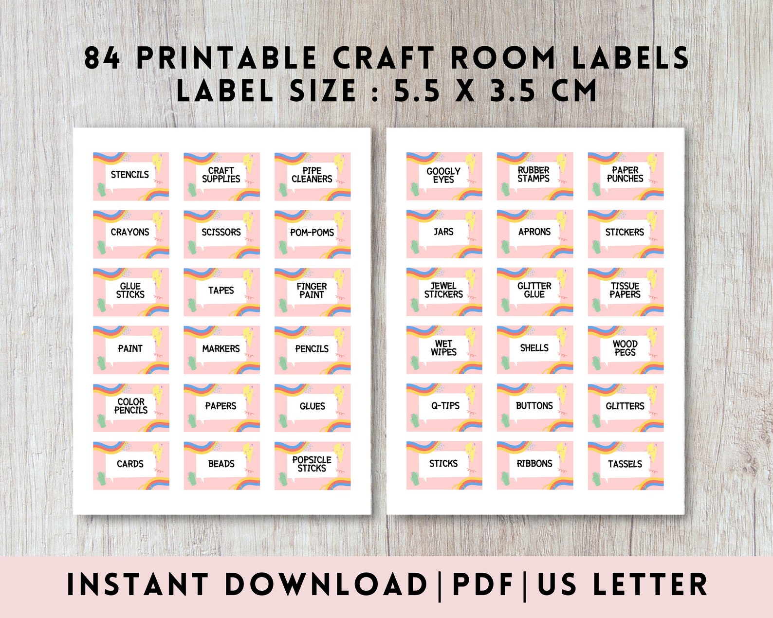 84 Craft Room Labels Colorful Art Supply Labels for Kids Etsy
