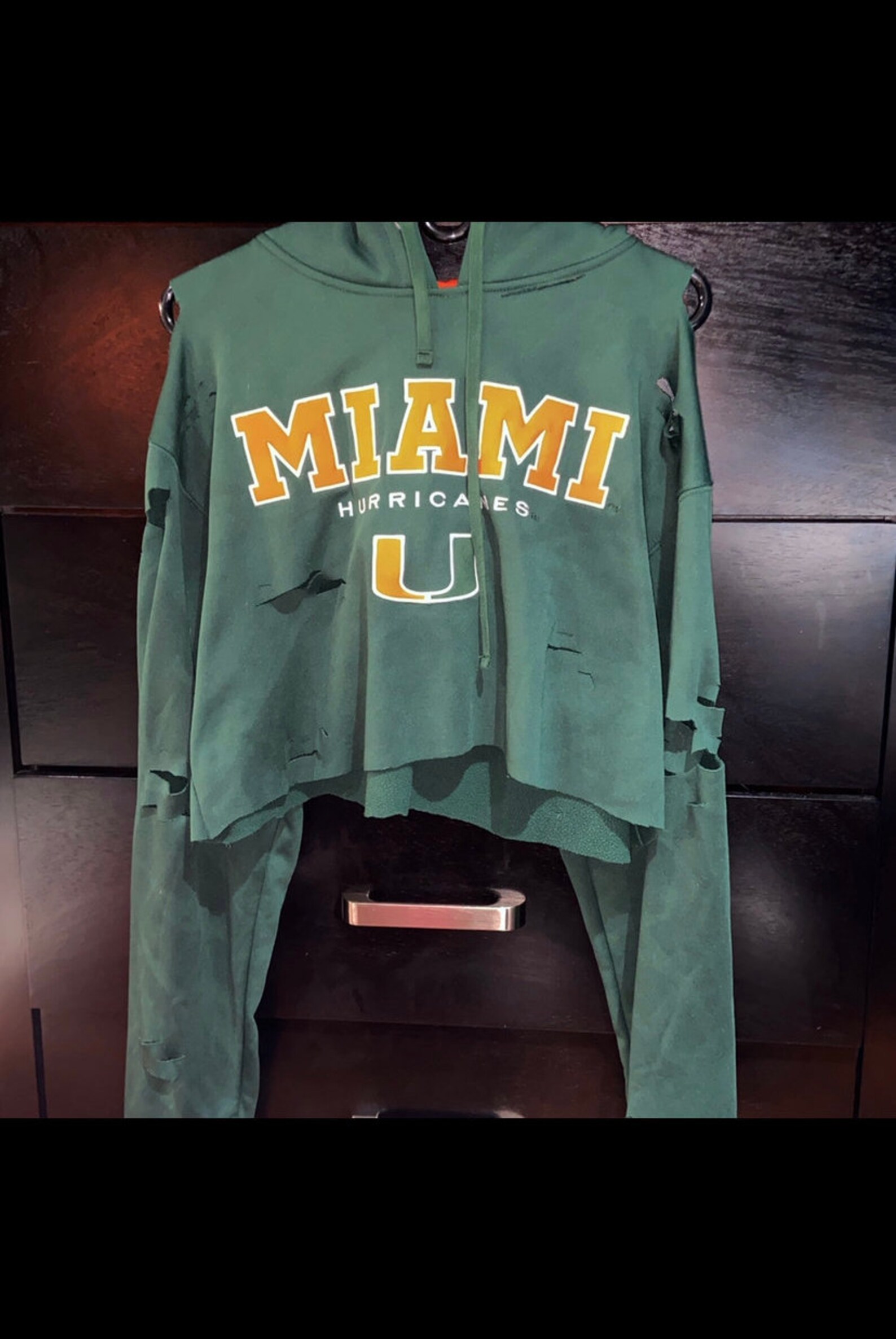 Sliced shoulder university of miami cropped hoodie | Etsy