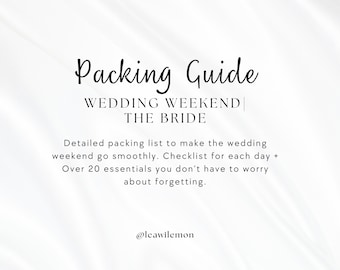 Wedding Packing Guide | For The Bride | Digital Download