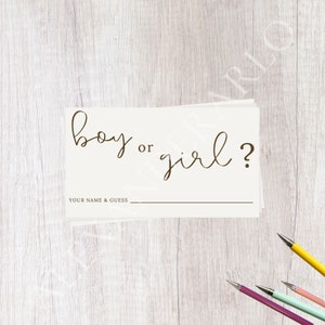 Brown Gender Reveal Guessing Card // Digital Download